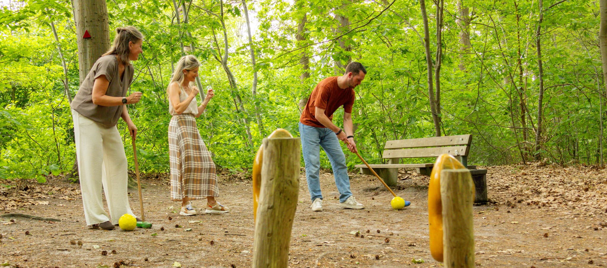 Bosgolf spelen op Westerbergen in de Drentse natuur